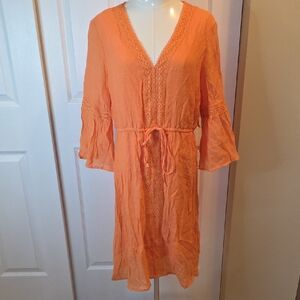 Orange Lace-Trimmed Women's Dress